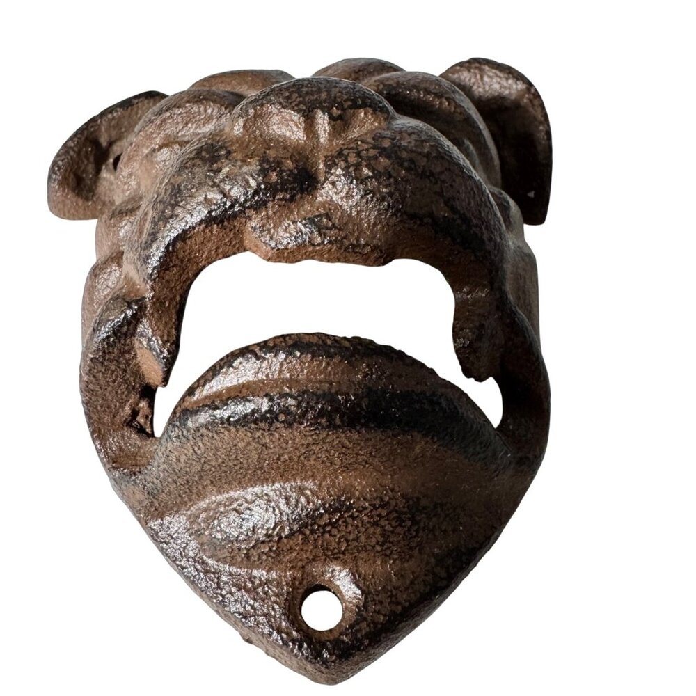 Rustic Bulldog Cast Iron Wall-Mount Bottle Opener Brown Man Cave Decor 4 Inches - Picture 6 of 10